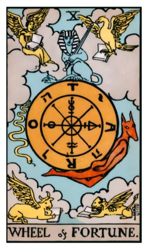 Tarot card for good luck The Wheel of Fortune.