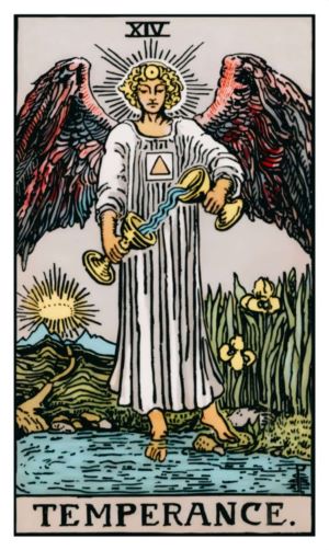 The Temperance tarot card.